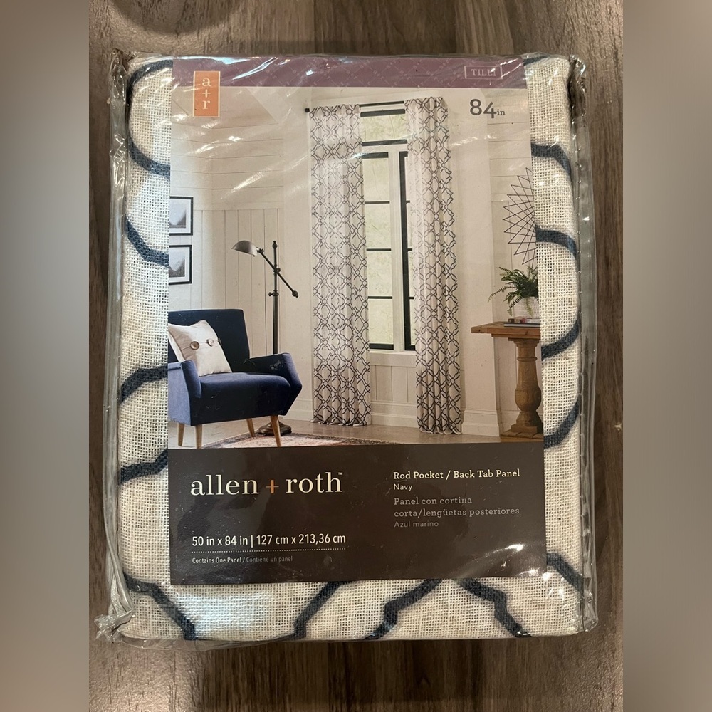 2PK Allen+Roth 50x84-in Navy Light Filtering Back Tab Curtain Panels - Picture 11 of 11